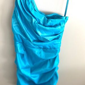 ***SOLD***SOLD***LE CHÂTEAU Néon Blue One Shoulder Cocktail Dress M